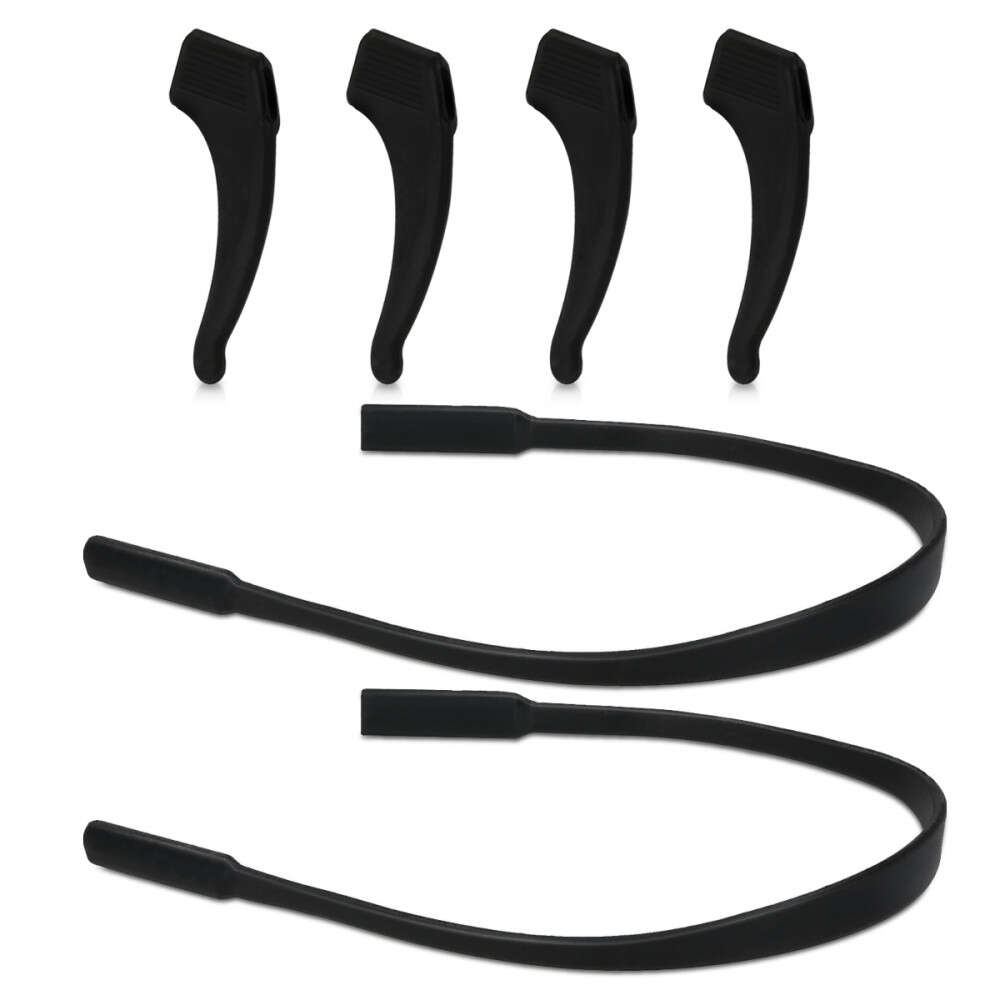 Kwmobile 8-Terminal and 2-Eyeglass Strap Set, Black, Silicone, 51744.01