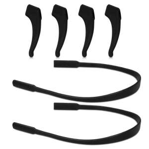Set of 5 black silicone ear hooks and 2 black silicone straps for glasses, Kwmobile - Dressing Accessory