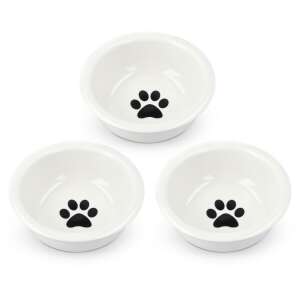 Navaris 3-pak ceramicznych misek dla zwierząt, 320 ml, wzór z odciskiem łapy, miski zamienne do Navaris Triple Cat and Dog Bowl Holder - Zwierzęta gospodarskie