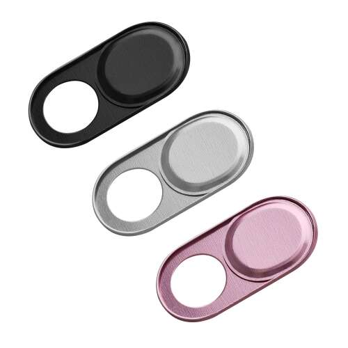 Capac web cameră Kwmobile, 3 bucăți, negru, argintiu, roz, aluminiu, protecție a confidențialității