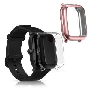 2 pack Kwmobile clear and rose gold protective case for Huami Amazfit A1608 / Bip U / Bip U pro smartwatch - Kwmobile Smart watch case