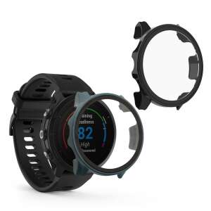 Etui ochronne Kwmobile do zegarka Garmin Forerunner 955 Solar, zielone i czarne, plastikowe, pełna ochrona - Etui do inteligentnych zegarków