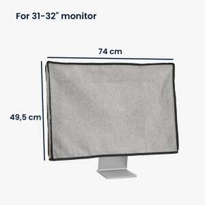 Kwmobile husă de praf pentru monitor, material textil de in de culoare gri deschis, pentru monitoare de 31-32 inch, cu dimensiuni - Ecrane de monitor cu protecție