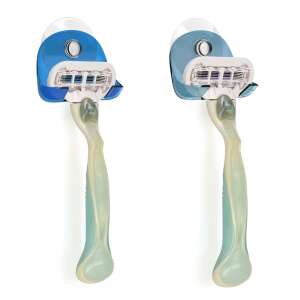 Suport pentru lame de ras Kwmobile cu lamă de ras, albastru, adeziv, pentru baie - Accesorii baie