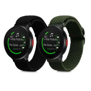 2 броя kwmobile каишки за часовник Polar Pacer, Pacer Pro и Ignite, найлон, черен и зелен - Каишка за умен часовник