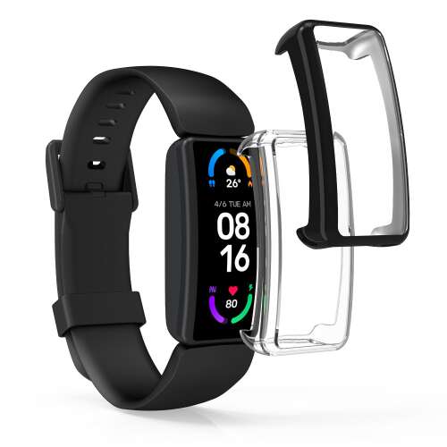 2-pak Kwmobile etui ochronne do Fitbit Inspire 3, Inspire 2 i Ace 3, przezroczyste i czarne etui silikonowe, ochrona całego korpusu i ekranu