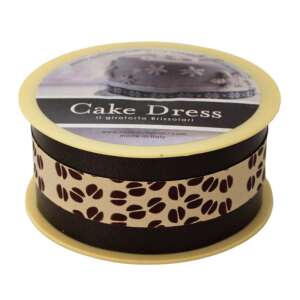 Panglică pentru tort Cake Dress cu model de boabe de cafea, 4,5cm x 20m, Candy Brown Coffee - Decoratiuni pentru tort