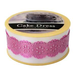 Bandă decorativă Cake Dress pentru torturi și prăjituri, 4.5cm x 15m, model dantelat, Splendor ciclam 105263603 - Decoratiuni pentru tort