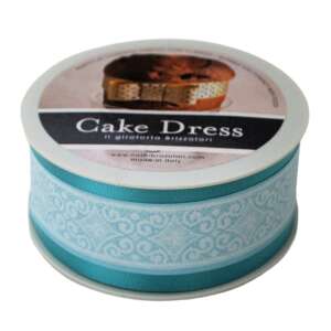 Panglică pentru decorarea torturilor Cake Dress 45mm Royal Turquoise, 20m, sigură pentru contactul cu alimentele, Fabricată în Italia - Decoratiuni pentru tort