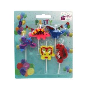 Set de 5 lumânări de ziua de naștere cu dinozauri colorate, perfecte pentru decorarea torturilor și a brioșelor - Lumânări