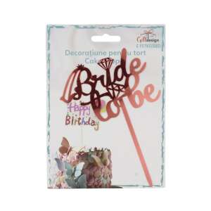 Decoratiune pentru tort Bride to be, aur roz, acril, pentru nunta sau petrecere de burlacita - Decoratii si echipamente pentru petreceri