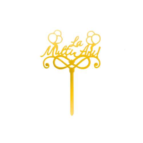 Gold Happy Birthday Cake Topper, Infinity Gold