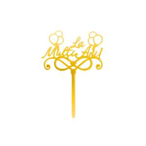 Topper de Tortă Auriu La Mulți Ani, Infinity Gold - Decoratii si echipamente pentru petreceri