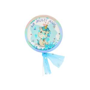Blue unicorn cake topper with glitter, happy birthday cake topper - Birthday Candle & Cake Topper
