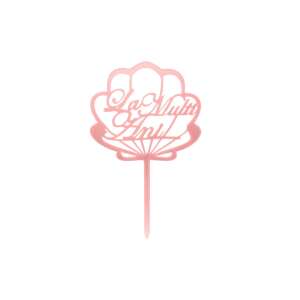 Pink shell cake topper with 'La Multi Ani' inscription - Celebright Birthday Candle & Cake Topper