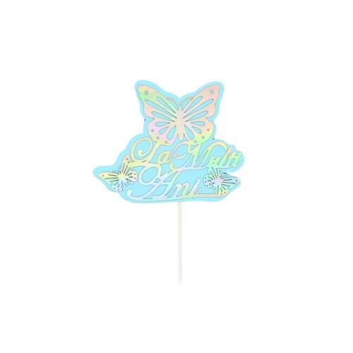 Cake Topper tort La Mulți Ani bleu-argintiu