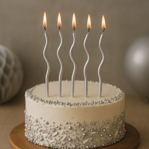 Celebright Silver Curved Cake Candles Set 6 pcs 15.5 cm 142173476 - Birthday Candle & Cake Topper