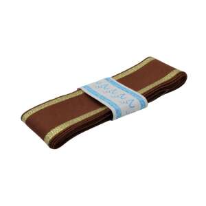 Лента Textilszalag GOLDEN BROWN 38mmx2m, кафява с златна лента - Изкуства и хобита