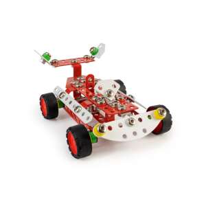 Metal construction toy car, 157 pieces, red and white, assembled - ALEXANDER