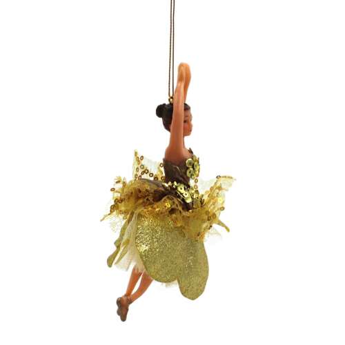 Balerină de aur ornament pentru pomul de Crăciun, balerină elegantă în fustă aurie, decorațiune de Crăciun