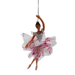 White and pink ballerina Christmas ornament, hanging decoration, Swan Lake ballet dancer - Nonbrand Christmas tree ornament