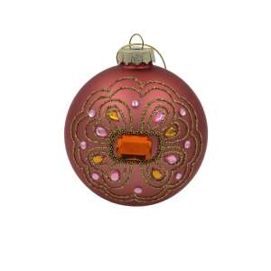 Ornament de pom de Crăciun House of Seasons, glob roz și auriu cu strasuri - Nonbrand Decorațiuni pentru pomul de Crăciun