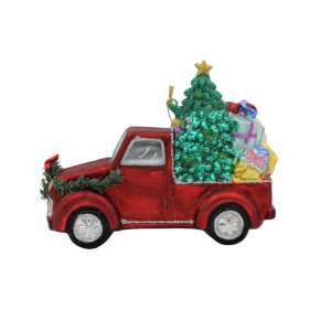 Red truck with Christmas tree and gifts ornament - Nonbrand Christmas tree ornament