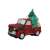 Red truck with Christmas tree and gifts ornament, side view
