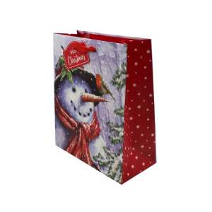 Голяма коледна подаръчна торбичка с дизайн на снежен човек, SDE L SNOWMAN - Nonbrand Подаръчни торбички