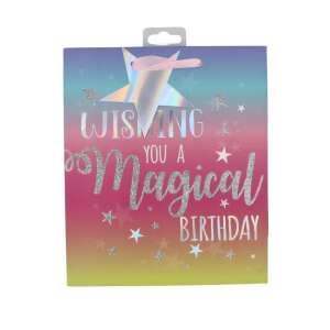 Clairefontaine Wishing You A Magical Birthday gift bag, rainbow design with stars and glitter - Art & Craft