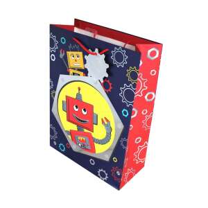 Robot gift bag, blue and red gift bag with robot design - Art & Craft