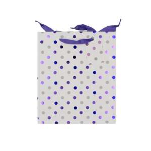 Clairefontaine M Spot gift bag with purple polka dots and purple ribbon - Art & Craft