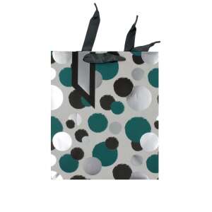 Clairefontaine gift bag with black and teal polka dots on a silver background - Art & Craft