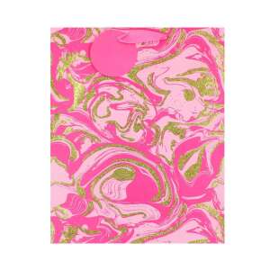 Pink marble glitter gift bag with gold accents - Art & Craft