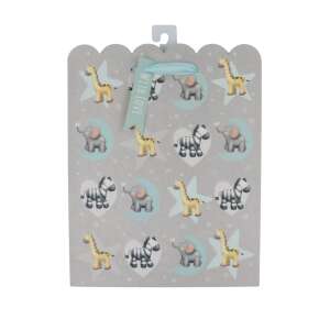 Clairefontaine baby animals gift bag, grey with blue and yellow stars, elephants, giraffes and zebras - Art & Craft