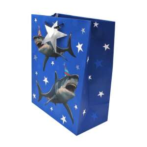 Shark birthday party gift bag, blue gift bag with shark design - Art & Craft