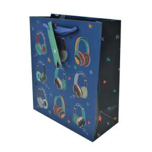 Blue gift bag with headphones design, perfect for a music lover - Art & Craft