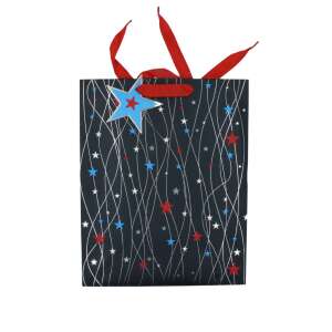 Clairefontaine L Cosmic Sky gift bag with red ribbon and star design - Art & Craft