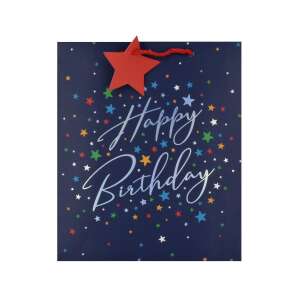 Clairefontaine M Guys Party gift bag, blue with stars and Happy Birthday text, perfect for birthday gifts - Art & Craft