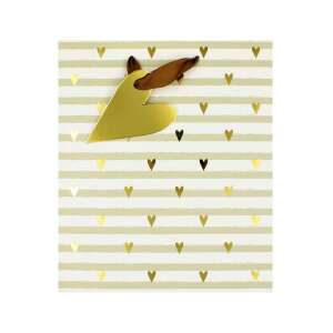 Подаръчна торбичка Clairefontaine XL с райета и сърца, златист и бял дизайн - Изкуства и хобита