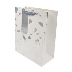 Clairefontaine SDE M EMBOSSED SLEEVE gift bag, white with silver embossed pattern, angled view - Art & Craft