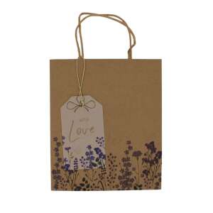 Clairefontaine M Kraft brown floral gift bag with a tag that says "With Love" - Art & Craft