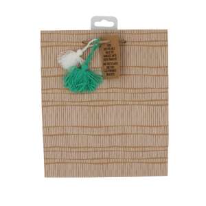 Clairefontaine M Kraft gift bag with white and green tassels - Gift wrapping