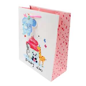 Clairefontaine L Állati cupcake lány birthday gift bag with elephant, zebra, panda and giraffe design - Art & Craft