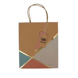 Clairefontaine M Geo Pasztell gift bag, brown with geometric design and gold accents - Art & Craft