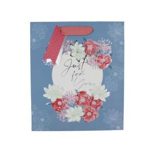 Clairefontaine gift bag with floral design, 'Just for You' text, blue and pink colors - Art & Craft