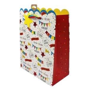 Pungă cadou de ziua de naștere cu design cu steaguri colorate și stele - Nonbrand Pungi cadou