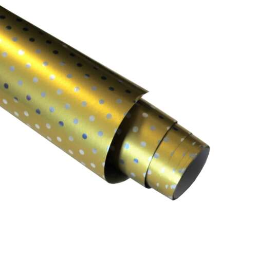 Gold wrapping paper with silver dots, 150x70cm