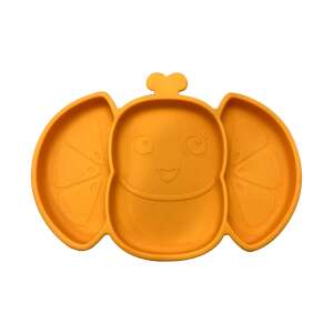 OrangieFly silicone plate with suction system, orange butterfly design, for babies and toddlers - Frootimals