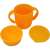 OrangieFly Frootimals 350ml silicone baby cup disassembled showing lid, cup, and base